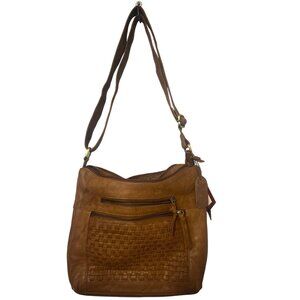 Great American Leather Works Tan Leather Shoulder Bag Crossbody Purse Adjustable